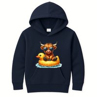 Cute Highland Cow Duck Pool Float Summer Vibes Swimming Kids Hoodie