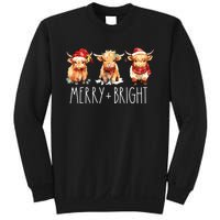 Cute Highland Cow Christmas Merry Bright Cow Xmas Farmer Sweatshirt