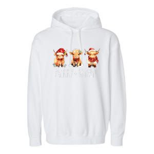 Cute Highland Cow Christmas Merry Bright Cow Xmas Farmer Garment-Dyed Fleece Hoodie