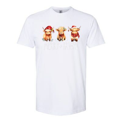 Cute Highland Cow Christmas Merry Bright Cow Xmas Farmer Softstyle® CVC T-Shirt