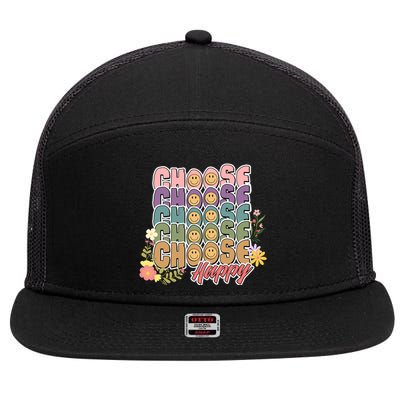 Choose Happy 7 Panel Mesh Trucker Snapback Hat