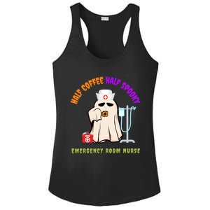 Cute Half Coffee Half Spooky Halloween Emergency Room Nurse Gift Ladies PosiCharge Competitor Racerback Tank