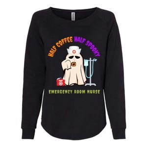 Cute Half Coffee Half Spooky Halloween Emergency Room Nurse Gift Womens California Wash Sweatshirt