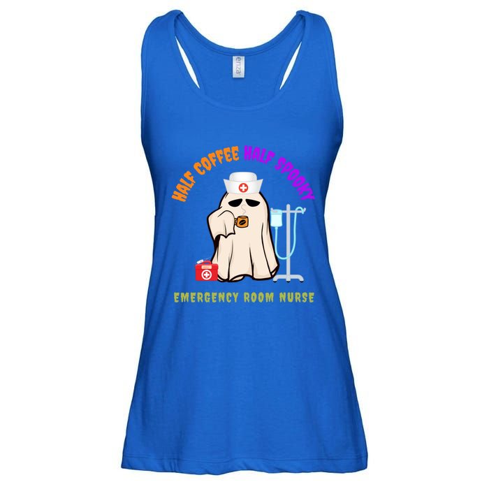 Cute Half Coffee Half Spooky Halloween Emergency Room Nurse Gift Ladies Essential Flowy Tank