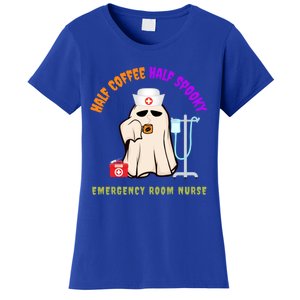 Cute Half Coffee Half Spooky Halloween Emergency Room Nurse Gift Women's T-Shirt