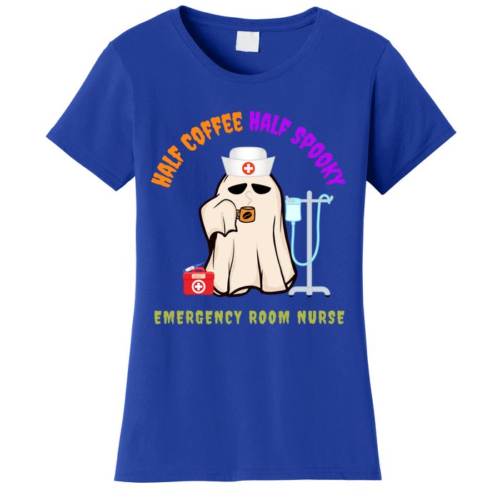 Cute Half Coffee Half Spooky Halloween Emergency Room Nurse Gift Women's T-Shirt