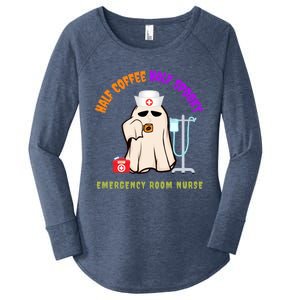 Cute Half Coffee Half Spooky Halloween Emergency Room Nurse Gift Women's Perfect Tri Tunic Long Sleeve Shirt