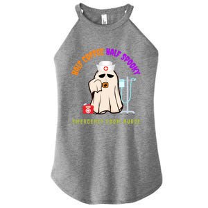 Cute Half Coffee Half Spooky Halloween Emergency Room Nurse Gift Women's Perfect Tri Rocker Tank