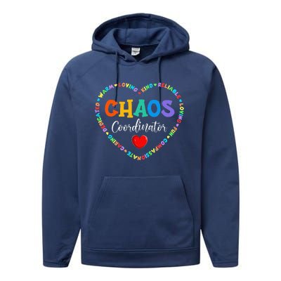 Cute Heart Chaos Coordinator Funny First Day Of School Performance Fleece Hoodie