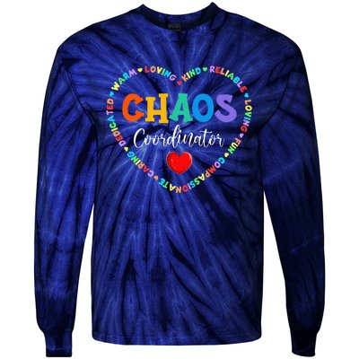 Cute Heart Chaos Coordinator Funny First Day Of School Tie-Dye Long Sleeve Shirt