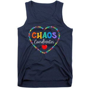 Cute Heart Chaos Coordinator Funny First Day Of School Tank Top