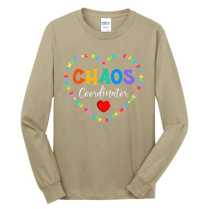 Cute Heart Chaos Coordinator Funny First Day Of School Tall Long Sleeve T-Shirt