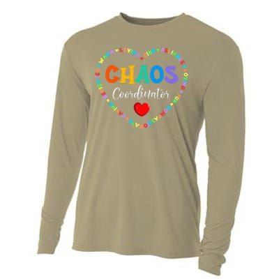 Cute Heart Chaos Coordinator Funny First Day Of School Cooling Performance Long Sleeve Crew