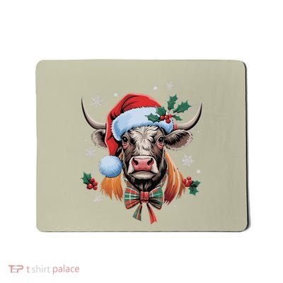 Christmas Highland Cow Buffalo Plaid Cute Moo Cow Xmas Mousepad