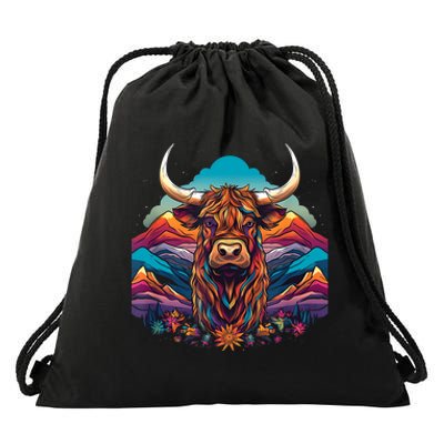 Cute Highland Cow Scotland Men Women Kids Drawstring Bag