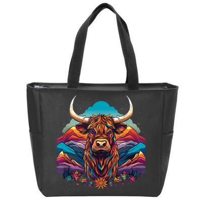 Cute Highland Cow Scotland Men Women Kids Zip Tote Bag