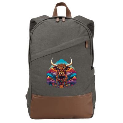 Cute Highland Cow Scotland Men Women Kids Cotton Canvas Backpack