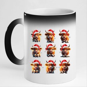 Cute Highland Cows Christmas Hairy Cows Or Funny Gift 11oz Black Color Changing Mug