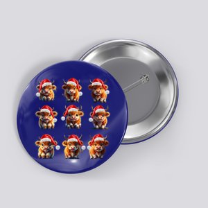 Cute Highland Cows Christmas Hairy Cows Or Funny Gift Button