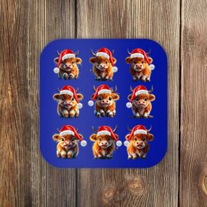 Cute Highland Cows Christmas Hairy Cows Or Funny Gift Coaster