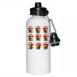 Cute Highland Cows Christmas Hairy Cows Or Funny Gift Aluminum Water Bottle