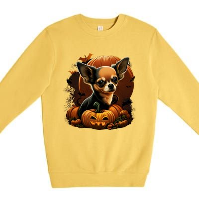 Chihuahua Halloween Costume Scary Pumpkin Witch Ghost Dog Great Gift Premium Crewneck Sweatshirt