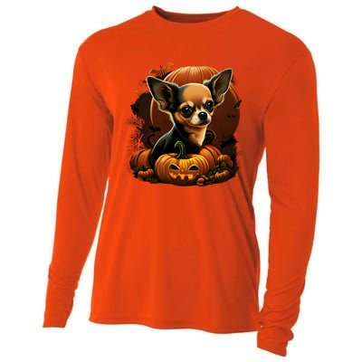 Chihuahua Halloween Costume Scary Pumpkin Witch Ghost Dog Great Gift Cooling Performance Long Sleeve Crew