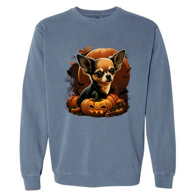 Chihuahua Halloween Costume Scary Pumpkin Witch Ghost Dog Great Gift Garment-Dyed Sweatshirt