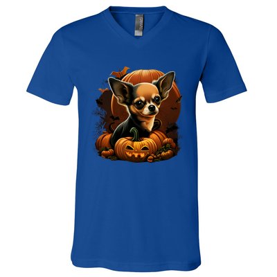 Chihuahua Halloween Costume Scary Pumpkin Witch Ghost Dog Great Gift V-Neck T-Shirt