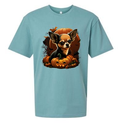 Chihuahua Halloween Costume Scary Pumpkin Witch Ghost Dog Great Gift Sueded Cloud Jersey T-Shirt