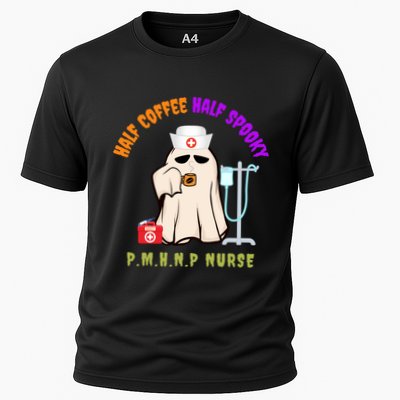Cute Half Coffee Half Spooky Halloween Pmhnp Nurse Funny Cute Gift Performance Shirt