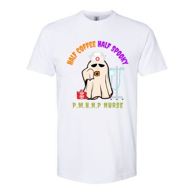 Cute Half Coffee Half Spooky Halloween Pmhnp Nurse Funny Cute Gift Softstyle® CVC T-Shirt