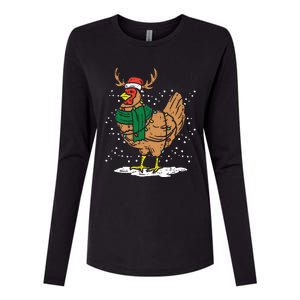 Christmas Hen Chicken Santa Hat Farmer Xmas Farm Womens Cotton Relaxed Long Sleeve T-Shirt