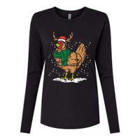 Christmas Hen Chicken Santa Hat Farmer Xmas Farm Womens Cotton Relaxed Long Sleeve T-Shirt