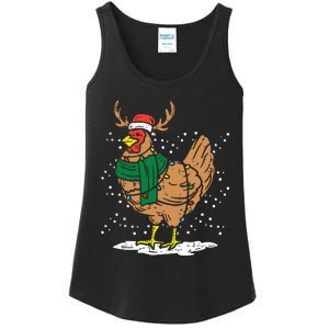 Christmas Hen Chicken Santa Hat Farmer Xmas Farm Ladies Essential Tank