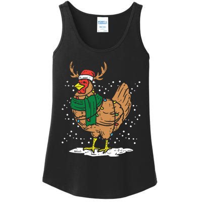 Christmas Hen Chicken Santa Hat Farmer Xmas Farm Ladies Essential Tank