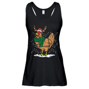 Christmas Hen Chicken Santa Hat Farmer Xmas Farm Ladies Essential Flowy Tank