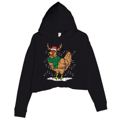 Christmas Hen Chicken Santa Hat Farmer Xmas Farm Crop Fleece Hoodie