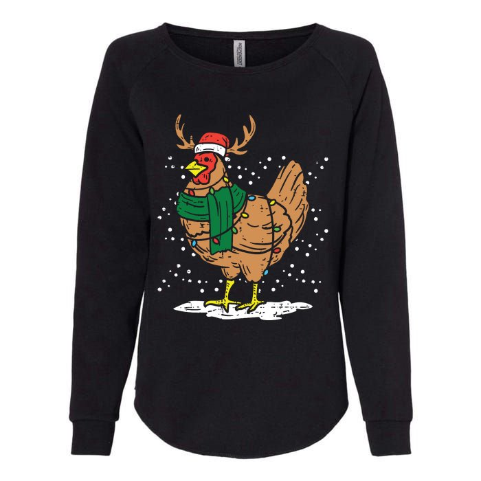 Christmas Hen Chicken Santa Hat Farmer Xmas Farm Womens California Wash Sweatshirt