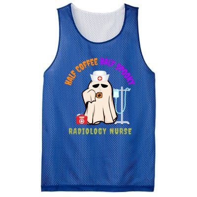 Cute Half Coffee Half Spooky Halloween Radiology Nurse Mri Gift Mesh Reversible Basketball Jersey Tank