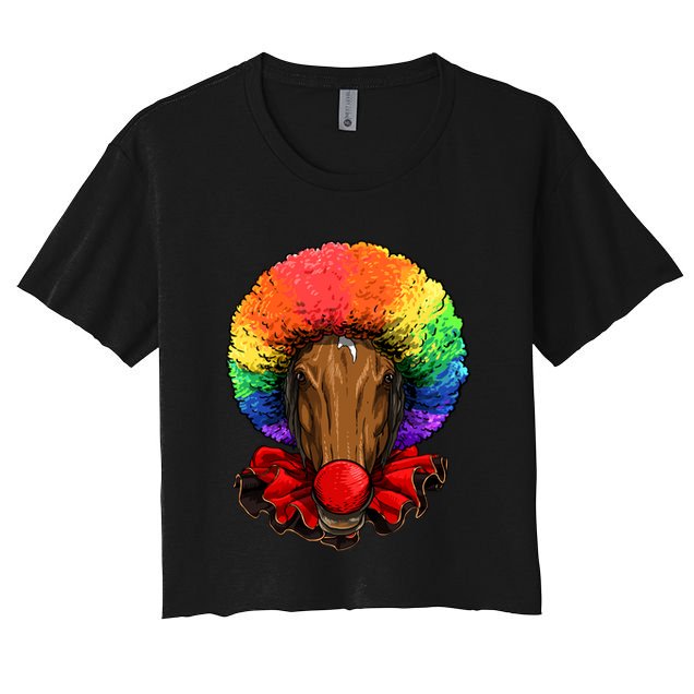 Clown Horse Carnival Circus Staff Farmer Horse Lover Cow Cool Gift Women's Crop Top Tee