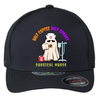 Cute Half Coffee Half Spooky Halloween Surgical Nurse Funny Funny Gift Flexfit Unipanel Trucker Cap