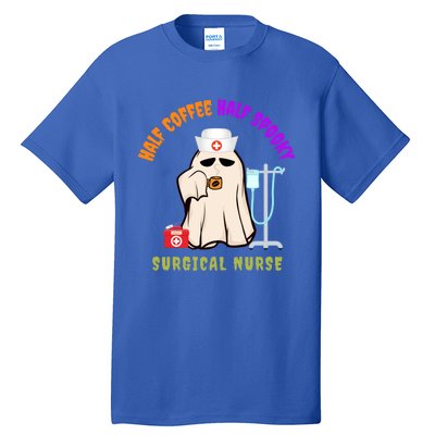 Cute Half Coffee Half Spooky Halloween Surgical Nurse Funny Funny Gift Tall T-Shirt