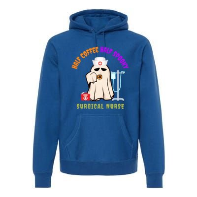 Cute Half Coffee Half Spooky Halloween Surgical Nurse Funny Funny Gift Premium Hoodie