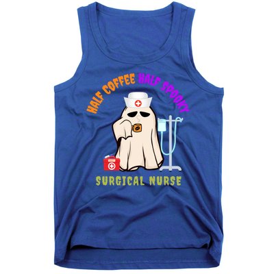 Cute Half Coffee Half Spooky Halloween Surgical Nurse Funny Funny Gift Tank Top