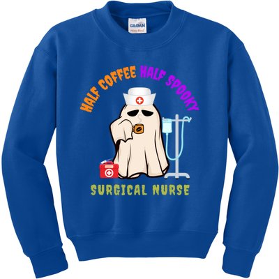 Cute Half Coffee Half Spooky Halloween Surgical Nurse Funny Funny Gift Kids Sweatshirt