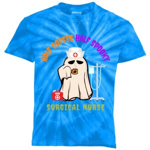 Cute Half Coffee Half Spooky Halloween Surgical Nurse Funny Funny Gift Kids Tie-Dye T-Shirt