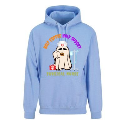 Cute Half Coffee Half Spooky Halloween Surgical Nurse Funny Funny Gift Unisex Surf Hoodie