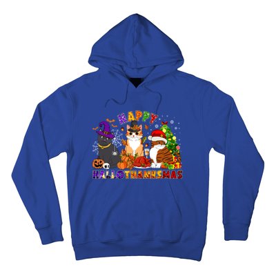 Cat Halloween Christmas Happy Hallothanksmas Thanksgiving Gift Hoodie