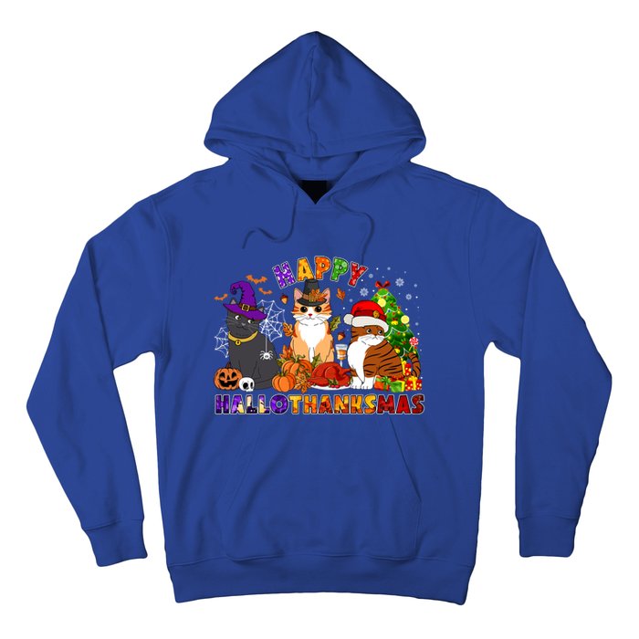 Cat Halloween Christmas Happy Hallothanksmas Thanksgiving Gift Hoodie